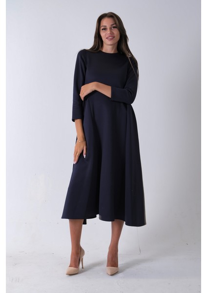 Lacivert Bisiklet Yaka Scuba Tesettür Elbise 4593445.02 fiyatları