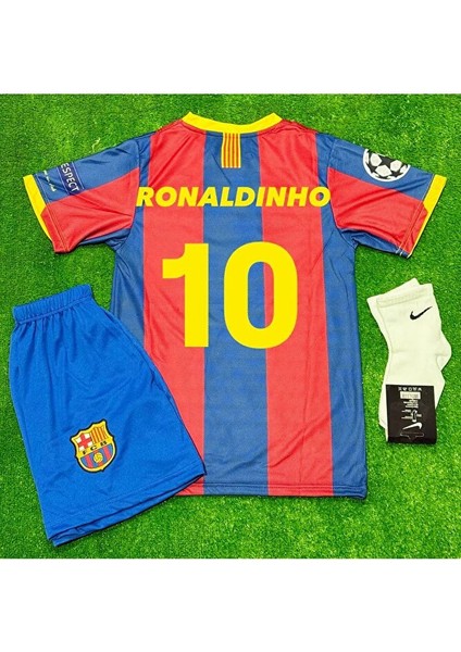 Barcelona Ronaldinho Çocuk Forması 3lü Set Kırmızı
