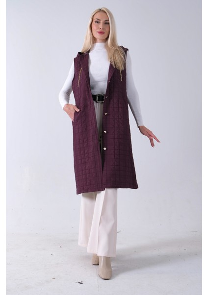 Mürdüm Zincir Detaylı Fleto Cepli Kapitone Yelek 31070195.21