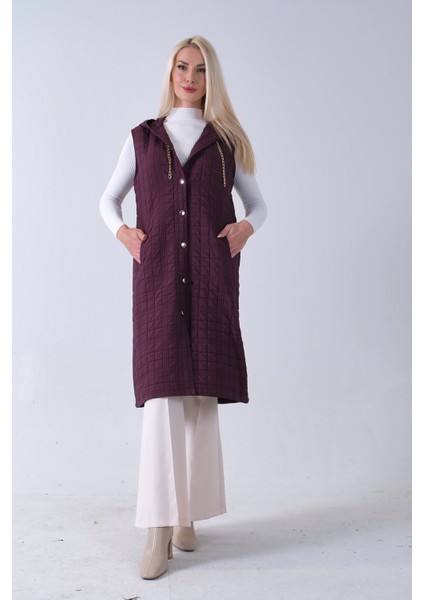 Mürdüm Zincir Detaylı Fleto Cepli Kapitone Yelek 31070195.21