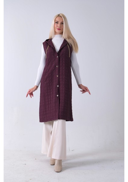 Mürdüm Zincir Detaylı Fleto Cepli Kapitone Yelek 31070195.21