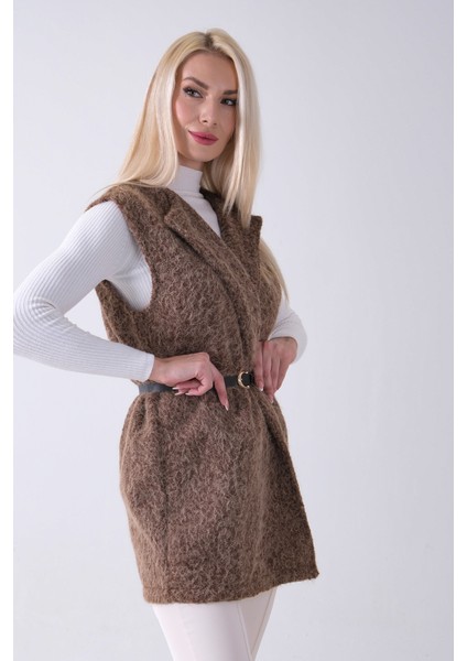 Kahve Kemerli Yünlü Kaşe Yelek 31070196.05