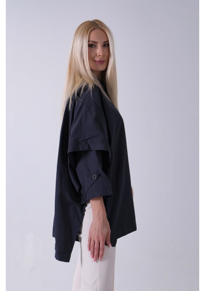 Lacivert 5 Düğme Kapamalı Takma Kol Yandan Cepli Trenç 5309343.02 fırsatları