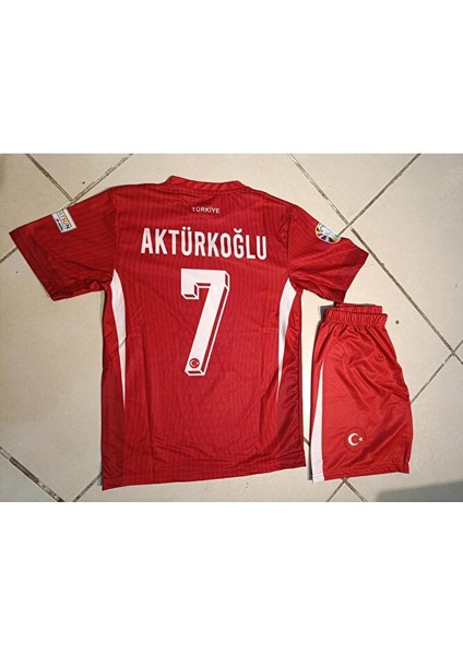 Türkiye Kerem Aktürkoğlu Kırmızı 2 Li Çocuk Futbol Forma. Şort+Forma