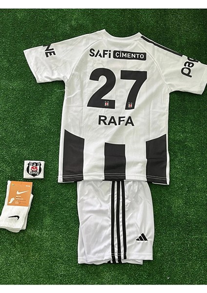 Beşiktaş\\ Rafa*silva. 4'lü Set Siyah Beyaz 2025 Çocuk Forma Şort Çorap Bileklik Hediyeli