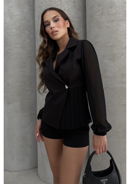 Siyah Tek Düğme Kapamalı Bluz 4202880.01 fiyatları