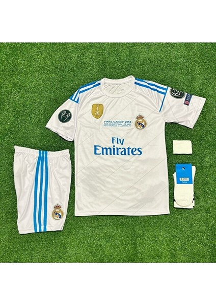 Real Madrid 2018 Finali Sergio Ramos Çocuk Forması Şort Çorap Bileklik 4'lü Set fırsatları