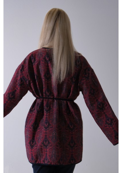 Bordo Astarlı Biye Detaylı Cepli Kapitone Ceket 31050766.04