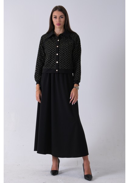 Siyah Sarı Petek Motifli Etekli Takım 4577253.01