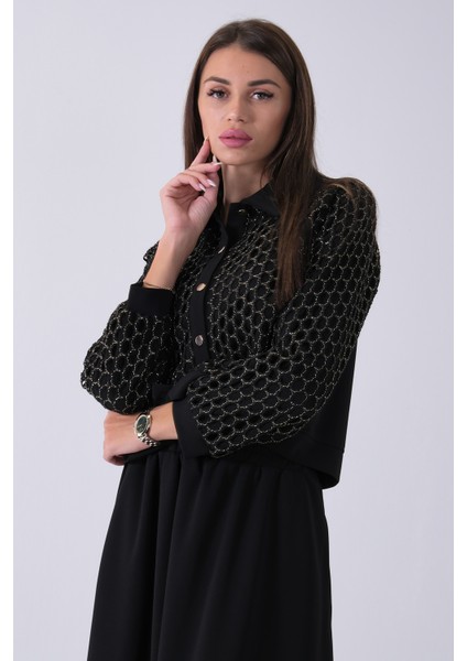 Siyah Sarı Petek Motifli Etekli Takım 4577253.01