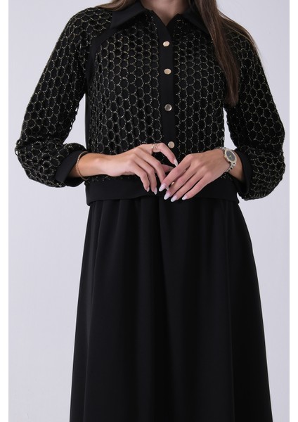 Siyah Sarı Petek Motifli Etekli Takım 4577253.01