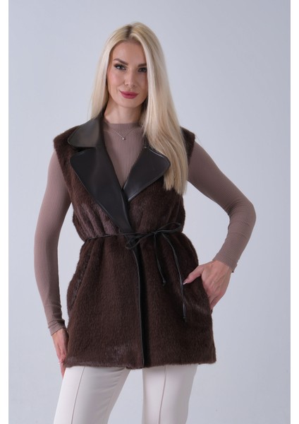 Kahve Deri Yakalı Yandan Cepli Yelek 4579030.05 fiyatları