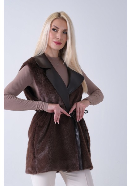 Kahve Deri Yakalı Yandan Cepli Yelek 4579030.05 modelleri