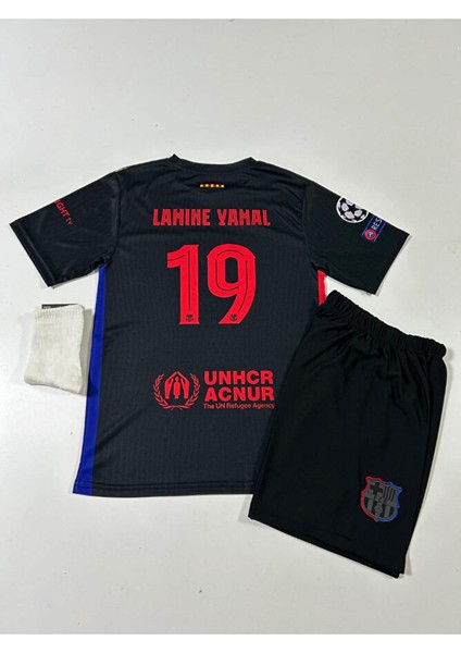 2024/25 B.a.r.c.e.l.o.n.a Yeni Sezon Lamine Yamal Deplasman Çocuk Forması (Black Armalı)