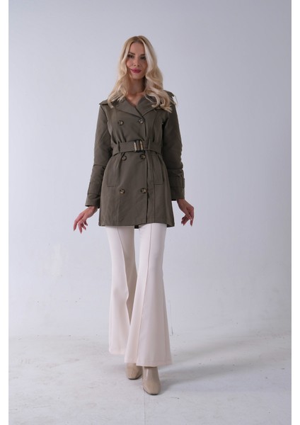 Haki Bilek ve Omuz Apolet Detaylı Kemerli Düğme Kapamalı Trenç 4200829.23 fiyatları
