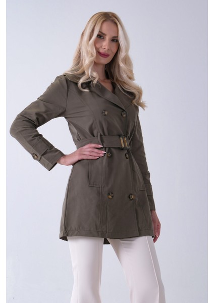 Haki Bilek ve Omuz Apolet Detaylı Kemerli Düğme Kapamalı Trenç 4200829.23 fırsatları