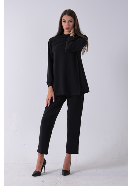 Siyah Bileği Lastikli Tunik Üzeri Detaylı Pantolonlu Takım 4577260.01 fiyatları