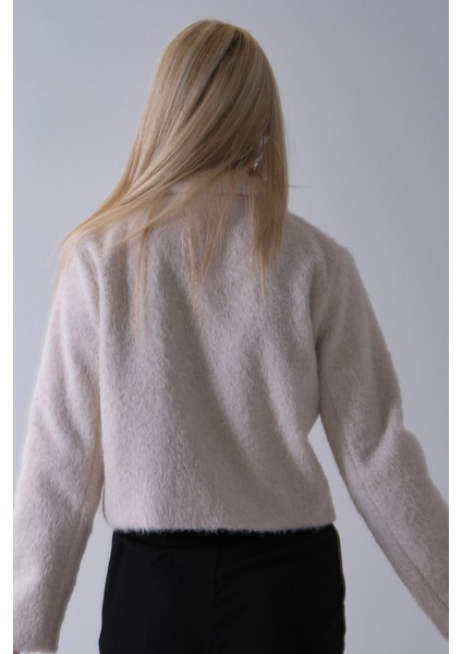 Ekru Yarım Balıkçı Yaka 4 Düğmeli Kaşe Yün Ceket 5307121.147