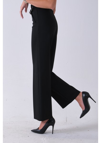 Siyah Fleto Cepli Düz Pantolon 03030309.01 fırsatları