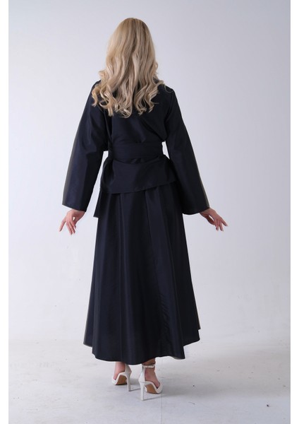 Lacivert Önü Tek Düğmeli Kuşaklı Etek Ceket 31040701.02 indirimleri