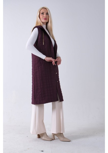 Mürdüm Zincir Detaylı Fleto Cepli Kapitone Yelek 31070195.21 modelleri