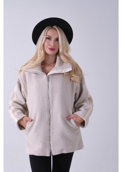 Krem Ön Fermuarlı Deri Biyeli Kıvırcık Mont 3971200.19 fiyatları