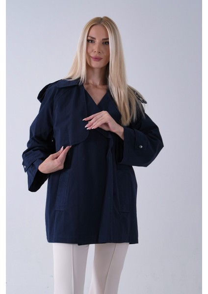 Lacivert Yandan Cepli Omuz Apolet Detaylı Trenç 422234.02 fiyatları