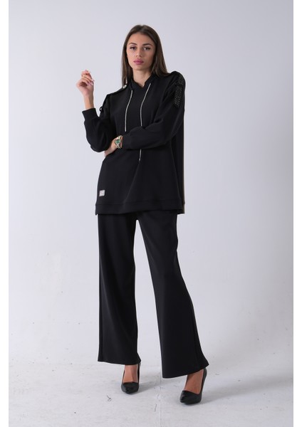 Siyah Omuz Apolet Detaylı Yakası Ipli Tunik Pantolonlu Takım 4577281.01 fiyatları