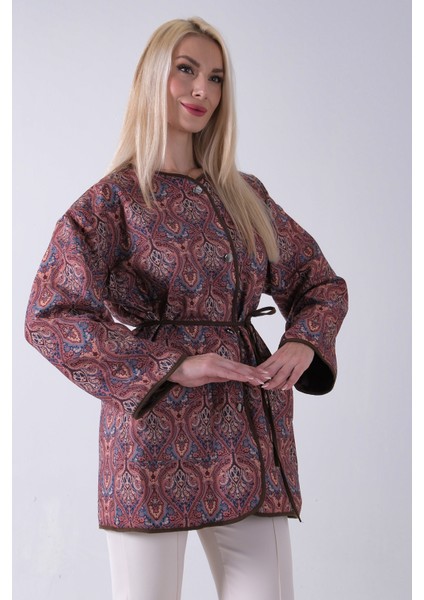 Kahve Astarlı Biye Detaylı Cepli Kapitone Ceket 31050766.05 modelleri