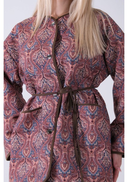 Kahve Astarlı Biye Detaylı Cepli Kapitone Ceket 31050766.05