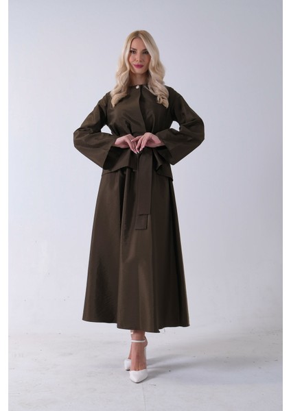 Haki Önü Tek Düğmeli Kuşaklı Etek Ceket 31040701.23 fiyatları