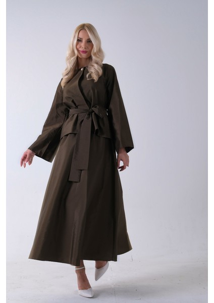 Haki Önü Tek Düğmeli Kuşaklı Etek Ceket 31040701.23 indirimleri