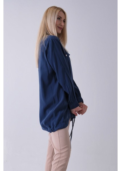 Lacivert Hakim Yaka Cep Kapak Detaylı Etek Ucu Ipli Tunik 3972106.02 fırsatları