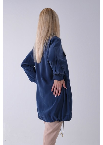 Lacivert Hakim Yaka Cep Kapak Detaylı Etek Ucu Ipli Tunik 3972106.02 indirimleri