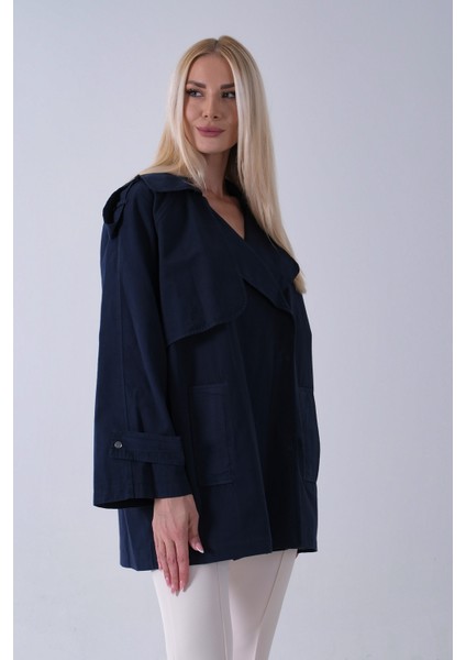 Lacivert Yandan Cepli Omuz Apolet Detaylı Trenç 422234.02 modelleri