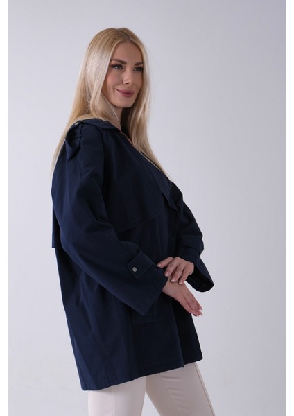 Lacivert Yandan Cepli Omuz Apolet Detaylı Trenç 422234.02 fırsatları