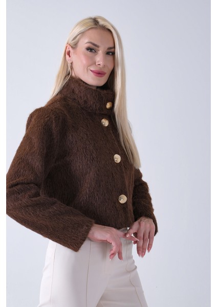 Kahve Yarım Balıkçı Yaka 4 Düğmeli Kaşe Yün Ceket 5307121.05 modelleri