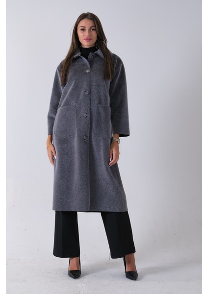 Gri Bebe Yaka Çift Cepli Kaban 31050686.06