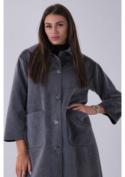 Gri Bebe Yaka Çift Cepli Kaban 31050686.06