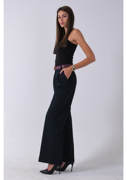 Lacivert Kemerli Cepli Bol Paça Pantolon 03030190.02 fırsatları