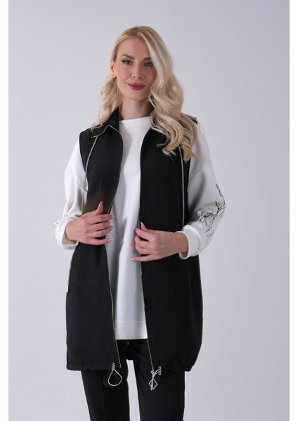 Siyah Tunik Kolu Çiçek Desenli Yelekli 2'li Takım 940120274.01 fiyatları