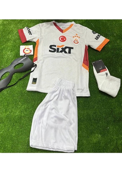 5-Yıldızlı Galatâsarây./ O.'s'i'm'h'e'n / 2024/25 Deplasman Beyaz Yeni Sezon Çocuk Forması 5'li Set fiyatları