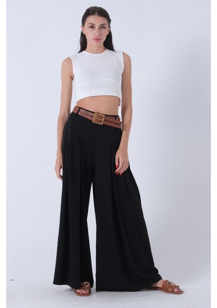 Siyah Ön Çift Pilikaşeli Pantolon 03030151.01