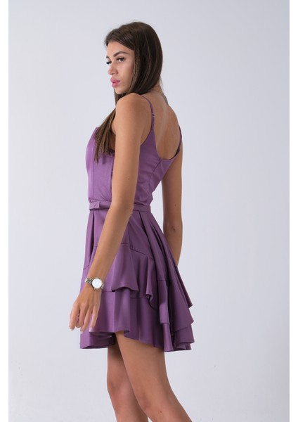 Lavanta Ip Askılı Bel Kemer Bağlamalı Mini Boy Abiye 0802004.333 fırsatları