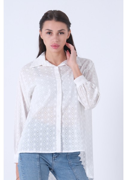 Beyaz Brode Detaylı Bluz 3972891.15