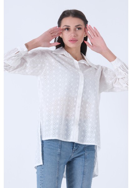 Beyaz Brode Detaylı Bluz 3972891.15 fırsatları