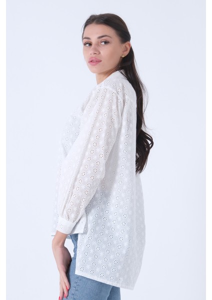 Beyaz Brode Detaylı Bluz 3972891.15 indirimleri