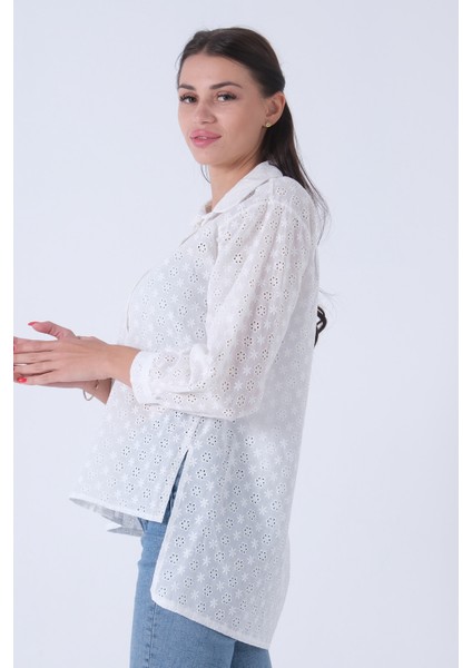 Beyaz Brode Detaylı Bluz 3972891.15