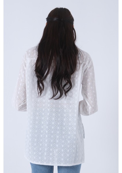 Beyaz Brode Detaylı Bluz 3972891.15