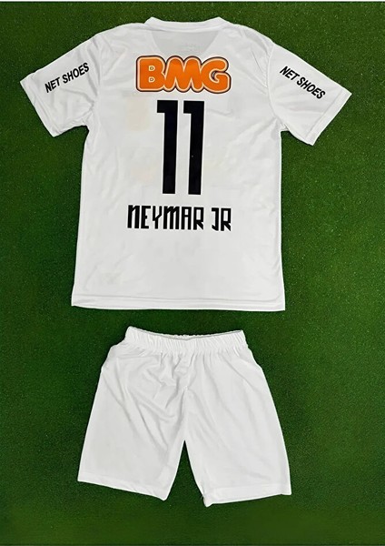 Santos Özel Tasarım Kısa Kollu Çocuk Forması Neymar Şort Çorap Bileklik Hediyeli